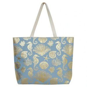 (1465) NWOT White and gold beach tote - OR handbag!